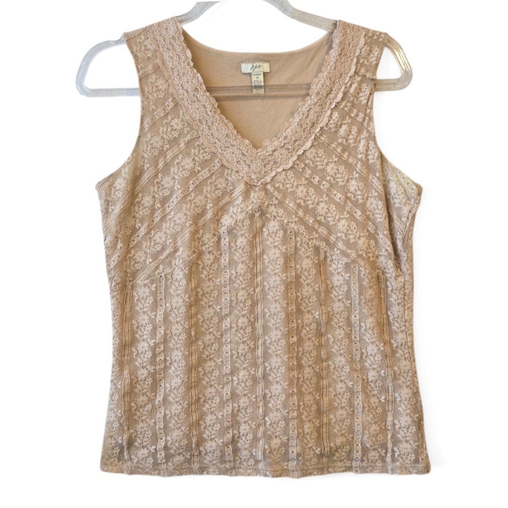 J. Jill‎ Womens Lace Overlay Tank Top Nylon Stretch Boho Casual Small